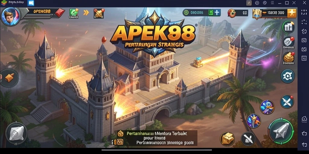 Tangkapan layar gameplay APEK88 menampilkan menara dalam aksi melawan gelombang musuh.