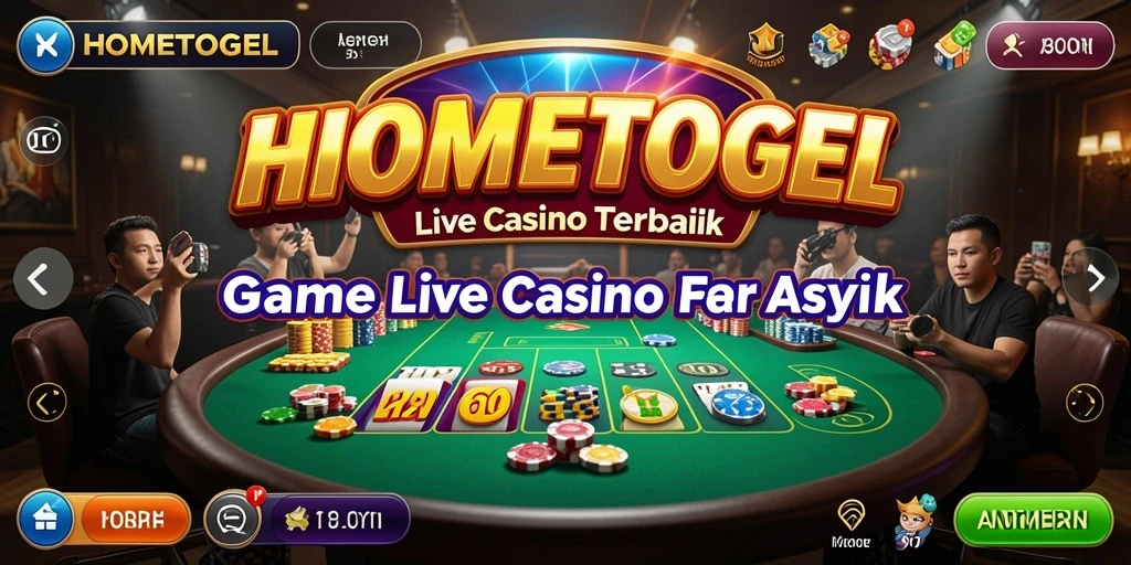 Screenshot gameplay HOMETOGEL yang menunjukkan suasana Live Casino yang nyata.