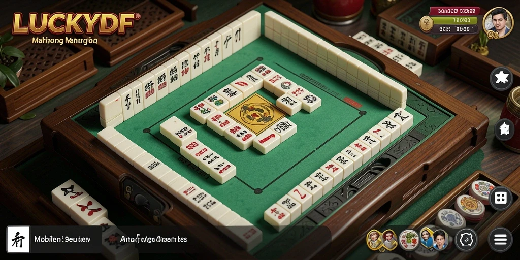 Tampilan gameplay seru LUCKYDF dalam permainan Mahjong.