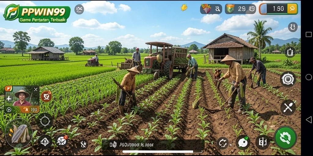 Tangkapan layar gameplay PPWIN99 yang menunjukkan aktivitas bertani yang menyenangkan.