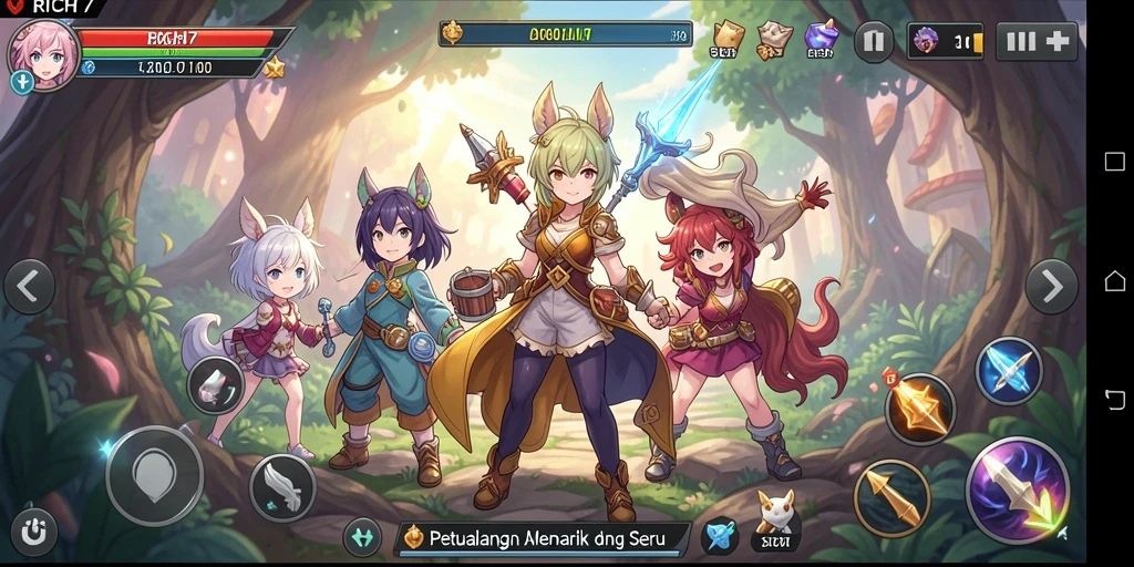 Tampilan gameplay seru dan karakter menarik di RICH7.